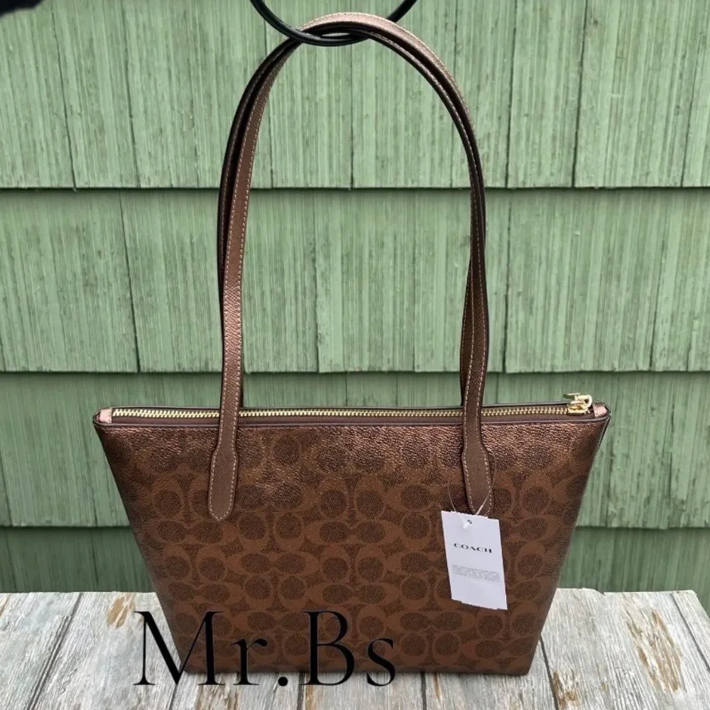 Coach Fiona Zip Tote Bag in Copper Metallic Purse